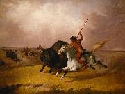 John Mix Stanley Buffalo hunt on the Southwestern plains France oil painting artist